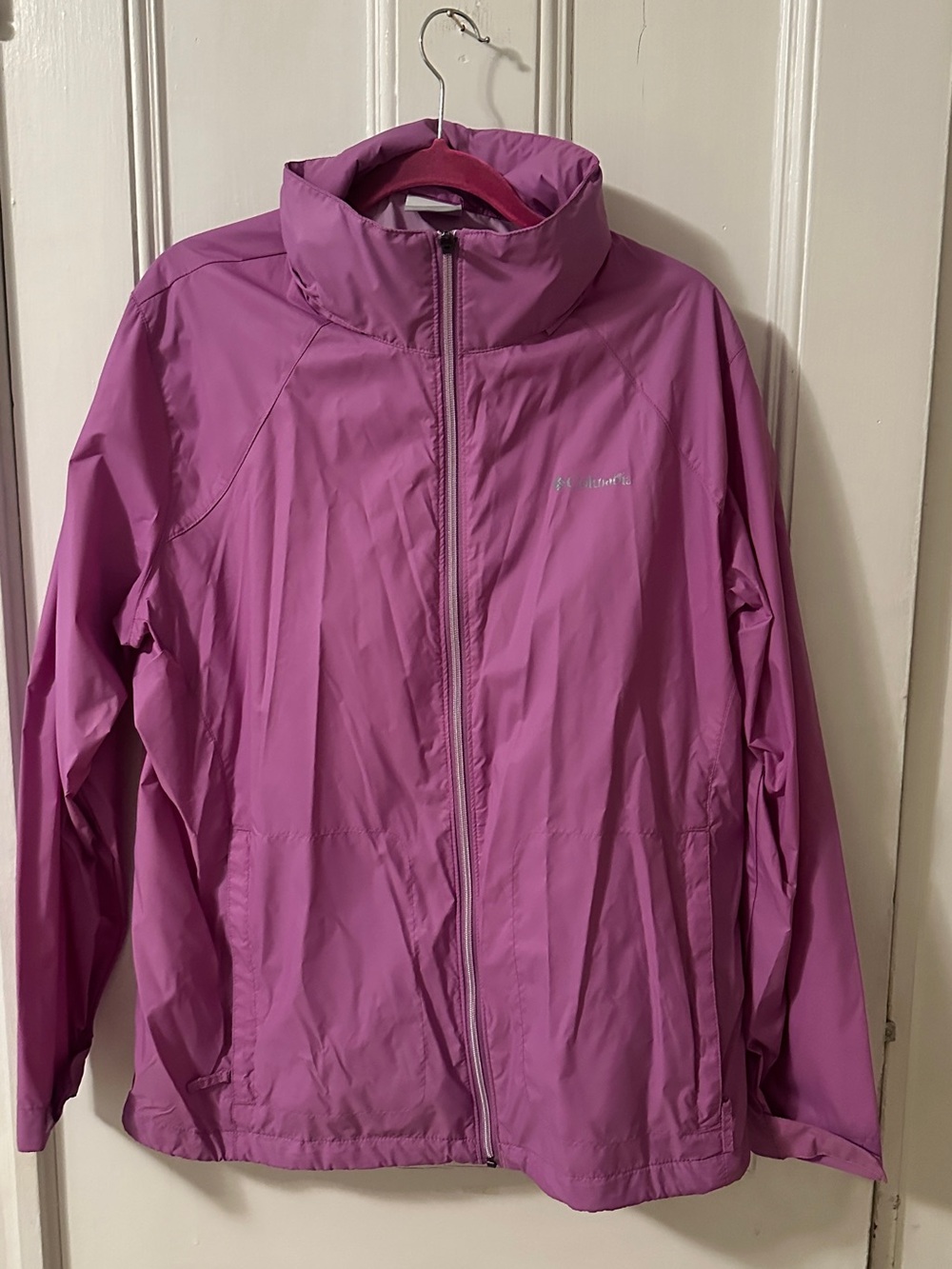 Columbia Women’s 2X Pink Packable Hood Rain Jacket Windbreaker